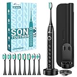 Rtauys Electric Toothbrush for Adults and Kids, Wireless Rechargeable Tooth Brush with 8 Replacement Heads, One Charge for 120 Days, 5 Modes...
