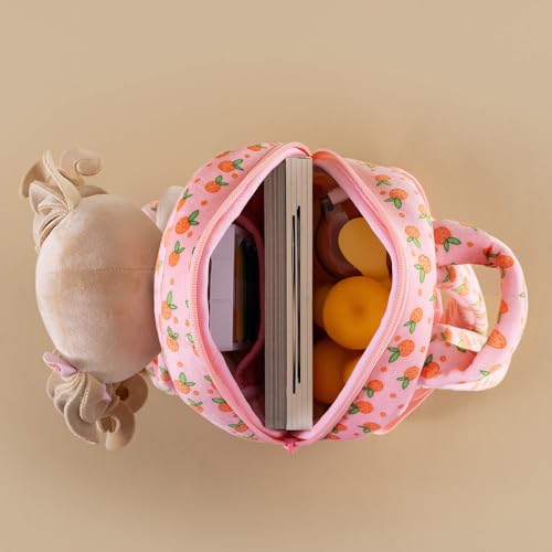 Image of Gloveleya Toddler Backpack Baby Girl Gifts Curly Hair Plush Figures Dress Backpack Kids Backpack Curly Hair Spring Girl Fruit Section-Orange 9inches