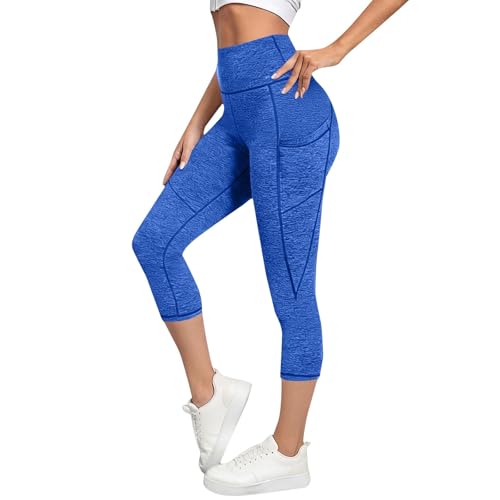Leggins Deportivos Mujer 3/4 Cintura Alta Verano Leggings sin Costuras Mallas Yoga Leggings Push up Transpirable-Pantalones Deporte Gym EláStico Pantalon Pilates Fitness Running