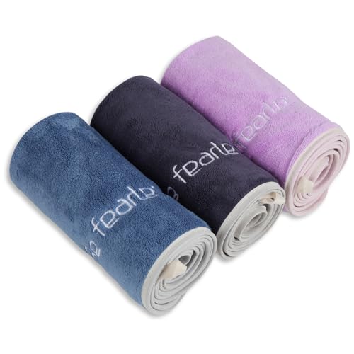 Microfiber Gym Towel Set for Sports Fitness, Yoga, Workout, Swimming, Soft and Quick-Drying Towels for Gym Bag (3 Pack, Blue+Grey+Purple)