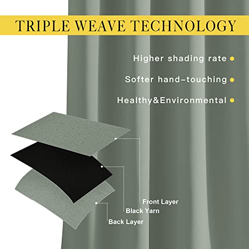 Image of NICETOWN Blackout Sage Green Curtains 84 inch Length 2 Panels Set - Chic Thermal Insulated Grommet Room Darkening Window Drapes for Bedroom /Living Room, W52 x L84
