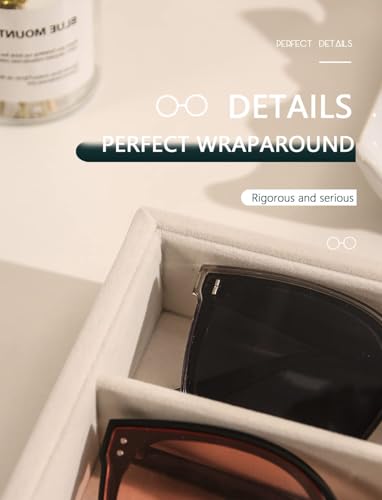 Sonnenbrillen-Organizer mit 8 Fächern, Samt Brillenaufbewahrungsbox in Beige, Brillenbox Brillen Organizer Damen Herren, Brillenständer Schmuckaufbewahrung Schublade, Aufbewahrung für mehrere Brillen