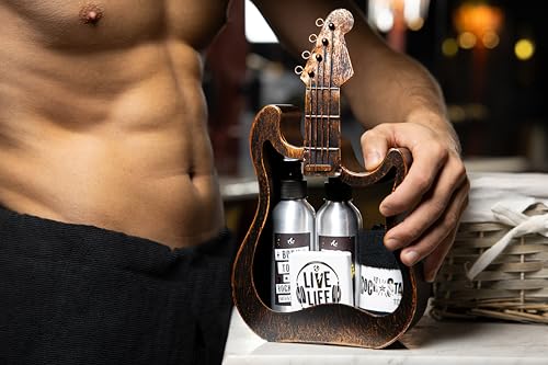Accentra Geschenkset Männer ROCKSTAR, Pflegeset in Metall Gitarre mit Duschgel, Shampoo, Seife, Handtuch, rockige Geschenkidee für Geburtstag, Vatertag, Pflege Set für Rockfans und Musikliebhaber