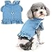 Zunea Denim Dog Harness Dresses for Small Dogs Girls No Pull Dog Vest Harness Princess Dress with D-Ring Ruffled Skirt Puppy Summer Clothes with Bow Pet Chihuahua Yorkie Apparel Lightblue M