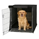 Haustier Käfig Abdeckung 210D Oxford Gewebe Wasserdicht Staubdicht Winddicht mit Belüftungsfenster Faltbar für Katzen Hunde Drahtkäfig Transportboxen Camping Reise Schwarz(122 * 76 * 84cm)