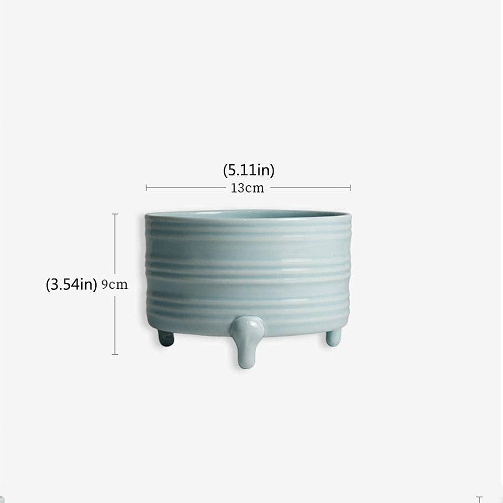 Ceramic Planter Creative Striped Three-Legged Succulent Pot, Modern Minimalist Green Plant Potted,Indoor Desktop Decoration, Suitable for Cactus, Snake Plant and Other Plants