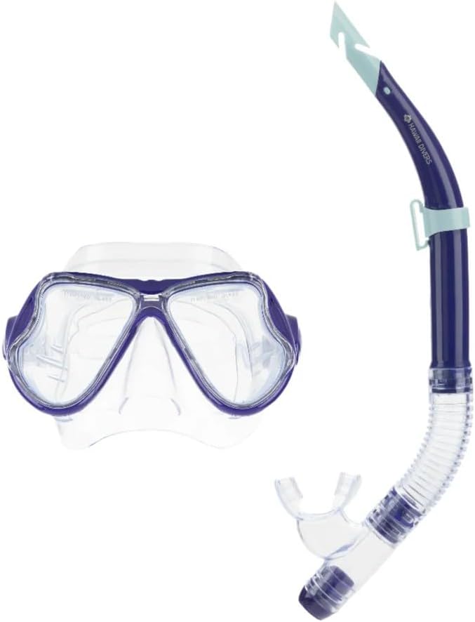 Hawaii Divers Beluga Jr Snorkel Combo - Ages 8+, Tempered Glass Dual-Lens Snorkeling Mask, Dry Snorkel with Silicone Mouthpiece, Quick-Release Buckle, Snorkeling Gear for Kids