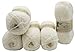 Produktbild 5 x 100g Alize Happy Kids Strickgarn mit Wolle und Bambus, 500 Gramm Strickwolle einfarbig, Bambuswolle uni (weiss 55)
