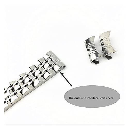 Bracelet montre acier inoxydable 7 perles à double interface plate et courbe - 6