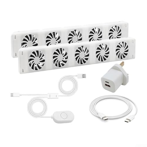 Yelvera Juego de ventiladores magnéticos de refrigeración para radiador, 5 ventiladores con sensor de temperatura para extensión, ventilador para chimenea y calefacción interior (DUO-SET)