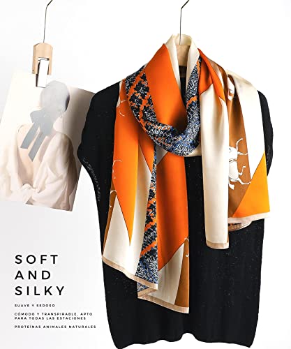 PoeticEHome 100% Mulberry Silk Long Scarf Wrap - Women's Large Oblong Sunscreen Shawl with Gift Packaging4