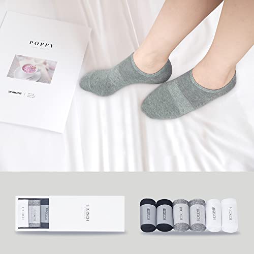 Higixch No Show Socks Women Low Cut Invisible Liner Non Slip Athletic Boat Socks 6 Pairs (Socks For Women Size9-11, Black, White, Gray) #TOP5