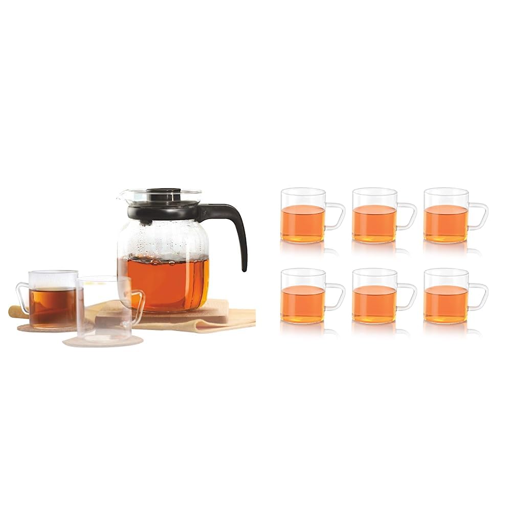 Buy Borosil Classic Glass Tea Set, Flame Proof & Microwave Proof, Clear
