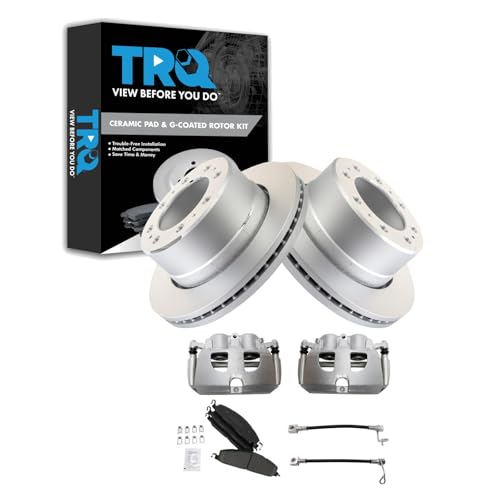 Image of TRQ Rear Brake Pad & Rotor Kit Premium G-Coated Ceramic Compatible with 2014-2014 Ram 2500
