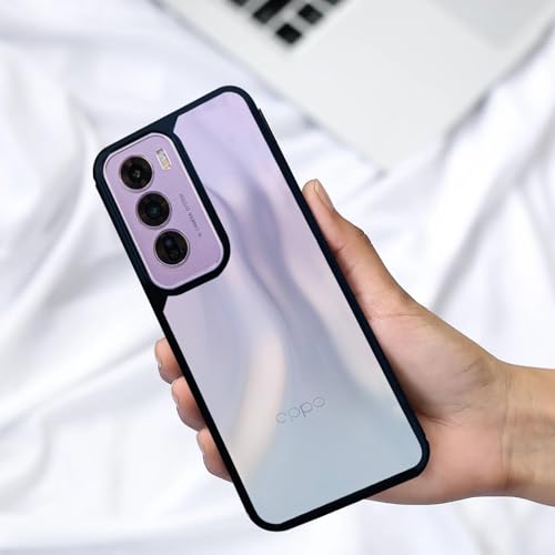 Image of AIBEX Crystal Clear Back Case Compatible with Oppo Reno 12 Pro 5G Back Cover Case | 360 Degree Protection | Shock Proof Design | Transparent Back Cover (PC & TPU, Black)