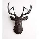 White Faux Taxidermy The Ignatius Black Resin Deer Head Wall Decor