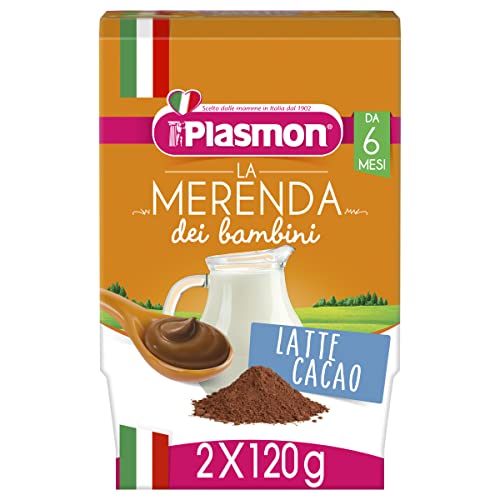 Plasmon Omogeneizzato La Merenda dei Bambini Latte e Cacao 120gr 24 Vaschette Con più del 90% di latte, con cacao magro… - immagine 3