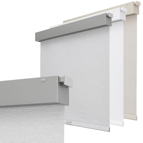 Joydeco No Drill Blackout Shades, Free-Stop Cordless Roller Shades, UV Protection, Thermal Insulated Blinds for Indoor Windows, Easy Install Window Blinds for Home and Office (Grey, Custom Size)
