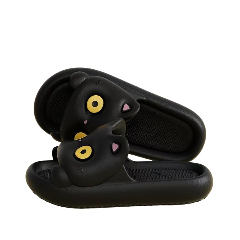 Cute Cat Shower Slippers Women Men Cozy Pillow Slippers Unisex Thick Sole Indoor Outdoor Non Slip Beach Sandals