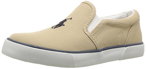 Polo Ralph Lauren Kids Boy's BAL Harbour II Sneaker, Khaki, 12.5 Medium US Little Kid