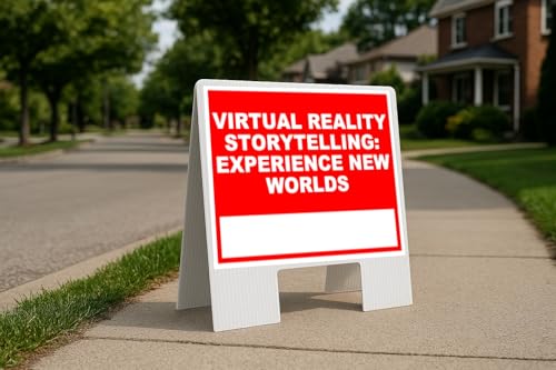 Virtual Reality Storytelling Experience New Worlds Write On Me Red Folding Coroplast A-Frame with Double-Sided 23in x23in