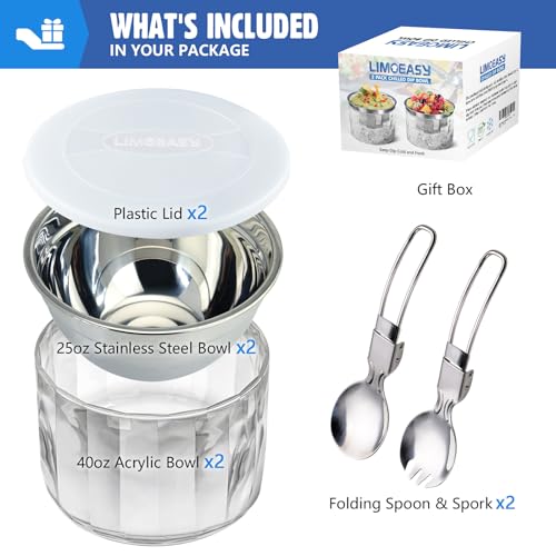 LIMOEASY 2 Pack Chilled Dip Bowl