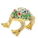 LOLIPPYY Joyero Decorativo de Rana Vintage Verde, Caja Pequeña de Baratijas Bisagra en Aleación de Zinc, Estuche para Pendientes y Anillos, Organizador Funcional para Decoración