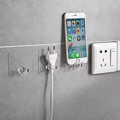 YTM 10 PCS Transparent Power Plugs Socket Holder Wall Mounted Sticker Plug HookWall Hook Nail Free Hook