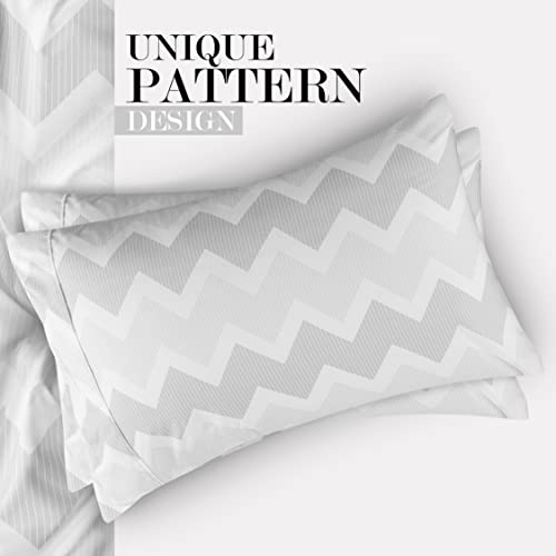 Utopia Bedding Queen Sheet Set, Soft Microfiber 4 Piece Bed Sheets With 15" Deep Pocket - Easy Care Brushed Microfiber (Chevron - Grey) #TOP5