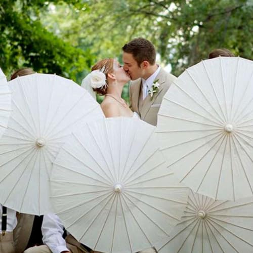 Marran 6PCS Paper Parasol 60Cm Beach Umbrella White DIY Umbrella Photography Props for Baby Shower Wedding - Image 6