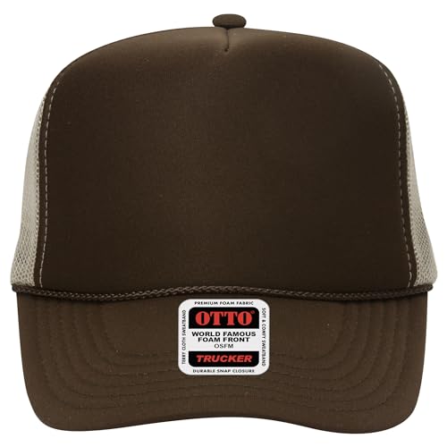 Image of OTTO Polyester Foam Front 5 Panel High Crown Mesh Back Trucker Hats in 97, Bulk, Wholesale