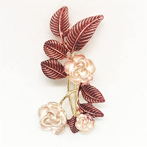 Broche fleur et feuille pour fille au design raffiné en émail sauvage