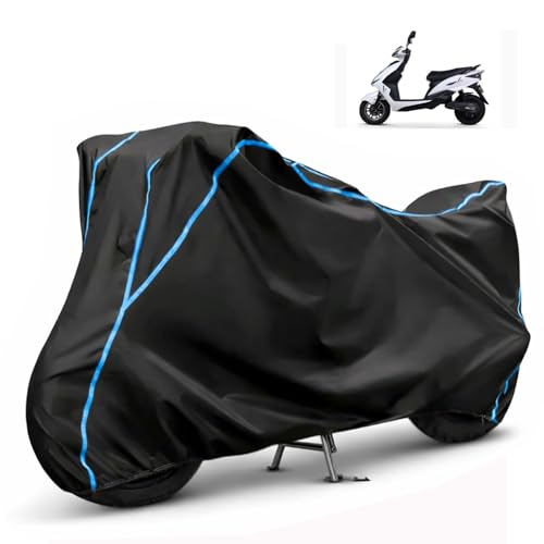 Image of Compatible with EeVe Atreo Waterproof Two Wheeler Scooter Body Cover Water Resistant, Heavy Duty, UV Rays, Dust & Scratch Protection for All-Modal & Variants (Black,Sky Blue Piping)