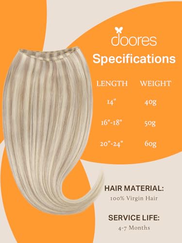 Image of DOORES Genius Sew in Weft Hair Extensions, Honey Blonde Highlight Platinum Blonde 22 Inch 60g Invisible Sew in Hair Extensions Hand Tied Remy Natural Looking