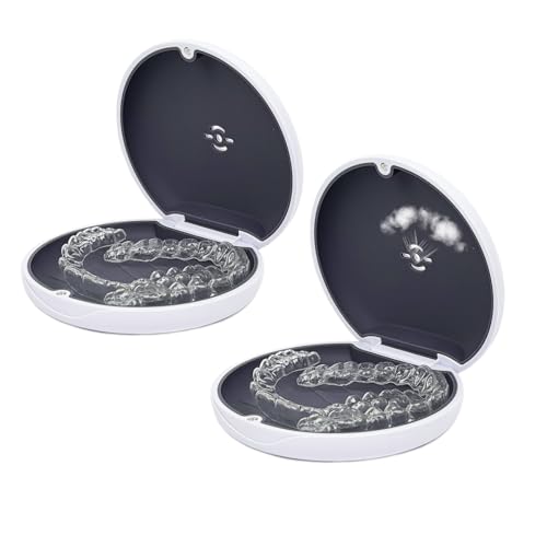 Maoerdental 2 Pack Retainer Case,Aligner Case with Vent Holes, Compatible with Invisalign, Mouth Guard Case，Portable Slim Travel Cute Orthodontic Retainer Case (White Gray)