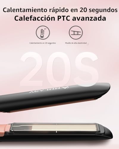 Hair Straightener 1 Inch Flat Iron and Curler 2 in 1 — side view showing full product dimensions