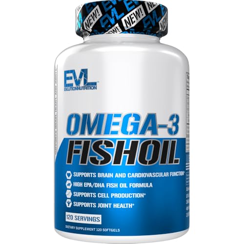 Evlution Nutrition Triple Strength Omega 3 Fish Oil - Burpless Fish Oil EPA DHA Omega 3 Supplement in Easy to Swallow Citrus Flavor Softgels - Enteric Coated Fish Oil Supplement - 120 Count