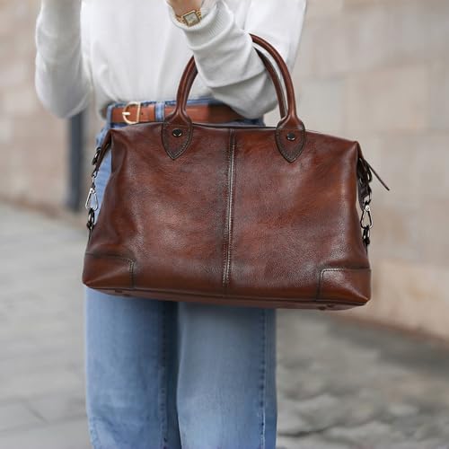 Bolso Satchel Tote de Cuero Genuino para Mujer miniatura 3