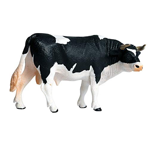 Flormoon Animal Figures Realistic Holstein Bull Plastic Early Educational Toys Cupcake Topper Party Gift for Kids 2+ Year Old