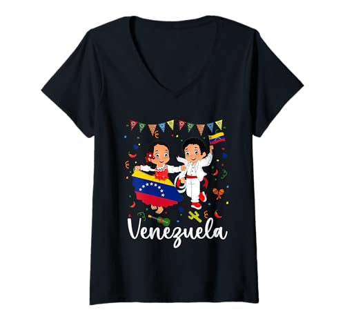 Mujer Decoraciones del Mes de la Herencia Hispana de Venezuela Boy Girl Camiseta Cuello V