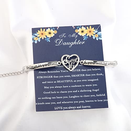 FUSTMW Happy 16th Birthday Gifts Sweet 16 Bracelet Sixteen Birthday Sweet 16 Jewelry Gifts Daughter Bracelet3