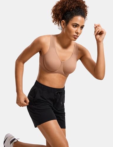 Image of SYROKAN Women's Max Control Underwire Sports Bra | Outside Underwire, Ladder Adjustable Straps, Unlined Seamless Cups, Moisture-Wicking Fabric