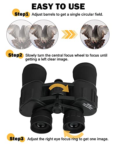 Goando 20X50 Binoculars For Adults And Kids High Power Compact Binoculars Large Waterproof Binoculars With Low Light Night Vision For Hunting Bird Watching Travel Sightseeing Outdoor Sports, Black #TOP6