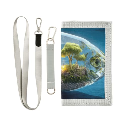 FOLIOSA Art Fish Kids Wallet for Boys Girls Youth, Compact Fabric 4.9×2.9 in