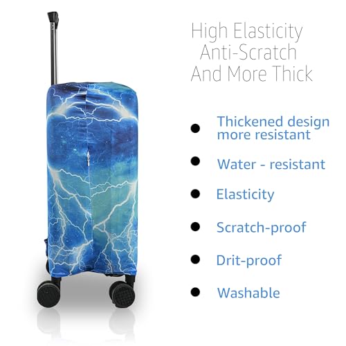 Image of Kuber Industries Polyester Suitcase Covers Large Size with Marvel Infinity Gauntlet Print | Washable Trolley Cover for Travelling | Stretchable Luggage Covers for Suitcases | 26-30 Inch | Sky Blue
