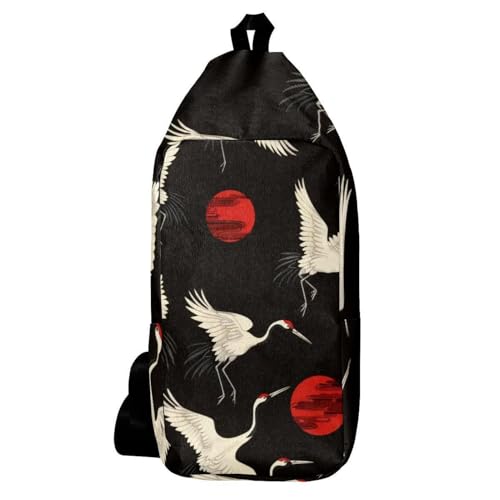 Sac à dos à bandoulière grues rouge anti-encombrement pour garder les mains libres