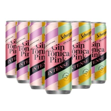 Pack Gin Tônica Pink Amora Intense Schweppes Premium Drink Lata 269ml 6 unidades
