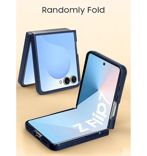 Image of BOUNCEBACK Vegan Leather Back Case Cover for Samsung Galaxy Z Flip 7 5g | Metal Kickstand Back Case Cover for Z Flip7 - (Blue)