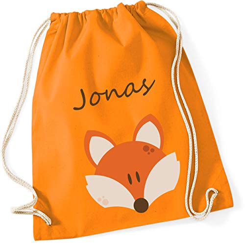 Gymtas met naam gepersonaliseerd & bedrukt | motief vos | stoffen tas schoenentas sporttas voor kinderen jongens… - Image 5