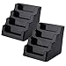 BTSKY 2 Pcs Black Acrylic Business Card Holders - 4 Pocket Desktop Business Card Stands Countertop Acrylic Index Card Organizer for Desk Tidy Office Accessories